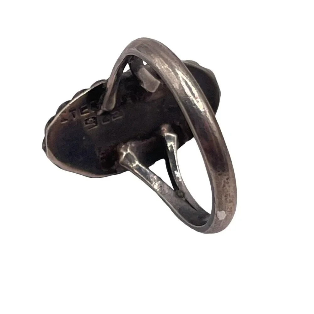 Sterling Silver 925 Ring Black Onyx Southwest Rope Woven Ring Handmade Size 4.75